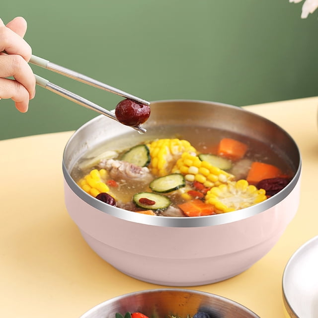 Fridja Décoration Maison Liquidation Grand Bol en Acier Inoxydable Vaisselle Portable Bassin à Fruits Isolé Bol Empilable et Emboîtable Bol en Acier Inoxydable