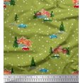 thumbnail image 1 of Soimoi Rayon Fabric House,Tree & Car Transport Fabric Prints By Yard 42 Inch Wide, 1 of 3