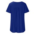 thumbnail image 4 of SMihono Hauts d'Été Décontractés pour Femmes, Couleur Unie, Col Rond, Boutons Plissés, Manches Courtes, T-Shirt Oversize pour Femmes, 4 of 8