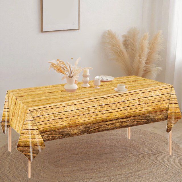 Tyidzon 1 Pack Wood Grain Plastic Tablecloth 54 X 108 Inch Rustics Wood Tablecloth For Rectangular Table For Cowboy Western Barn Birthday Babys Shower Partys Supplies