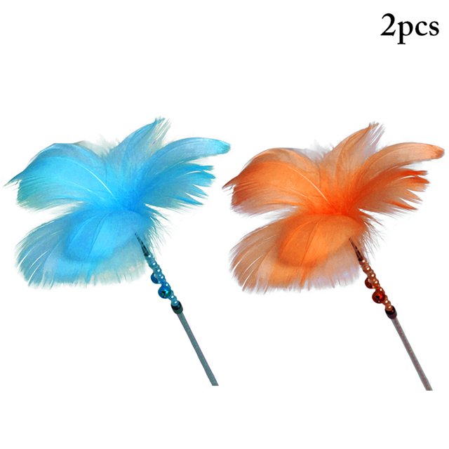 2 Pcs Cat Plume Teaser Interactif Belle Chat Jouet Interactif Chat Teaser Baguette