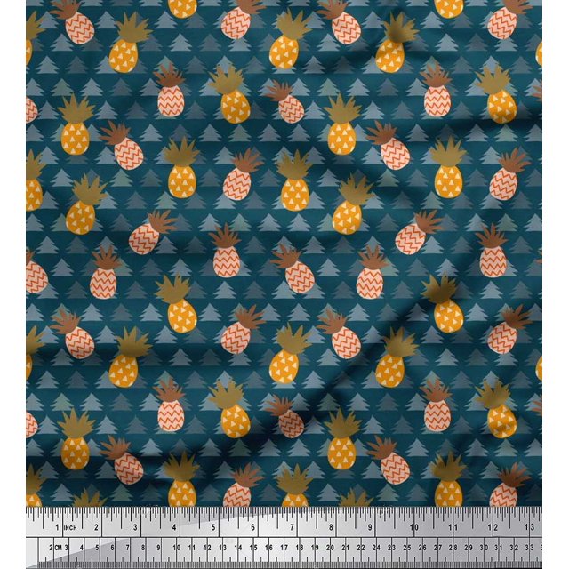 Soimoi Velvet Fabric Tree & Pine Fruits Print Fabric by Yard 58 Inch Wide