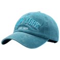 thumbnail image 1 of GDREDA Men Hat Vintage Washed Denim Baseball Cap With Embroidered Letters Unisex New York Style Dad Hat Sky Blue,One Size, 1 of 2