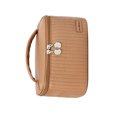 thumbnail image 2 of Portable Toiletry Bag, Large Capacity Cake Makeup Bag PU Leather Zipper Closure Wide Handle Pure Color  for Travel for Mother ,Coffe,Cream,Light Blue,Light Green,Light Purple, 2 of 8