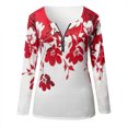 thumbnail image 4 of Pompotops Mode Femme Décontractée Imprimée Col en V Manches Longues Fermeture Éclair Blouse, 4 of 5