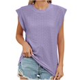 thumbnail image 1 of Besolor Débardeurs d'Été pour Femmes Col Rond Sans Manches Chemises à Illets Décontractées Blouse Tendance Couleur Unie, 1 of 7