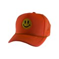 thumbnail image 1 of Gravity Threads Smile Face Embroidery Adjustable Trucker Hat - Smile - Neon Orange, 1 of 2
