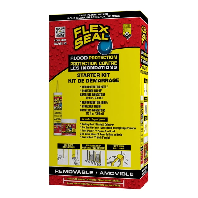 Flex Seal Flood Protection Starter Kit, Removable Waterproof Paste & Liquid