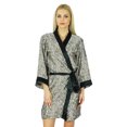 thumbnail image 1 of Bimba Peignoir Court Uni pour Femmes avec Ceinture, Modal Doux en Coton, Enveloppant, Rond, Uni, 1 of 6
