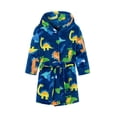 thumbnail image 1 of Gupgi Little Boy Hooded Sleeping Gown Dinosaur Print Solid Color Bath Robe for Children, 1 of 9