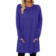 thumbnail image 1 of Timegard Women Long Sleeve Tops with Pockets Round Neck Casual Trendy T Shirts Solid Color Comfy Basic Shirts, 1 of 6