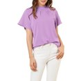 thumbnail image 1 of INSPIRE CHIC Blouse Décontractée pour Femme à Col Volanté, Manches Courtes, Dos Goutte, Violet Pâle, S, 1 of 5