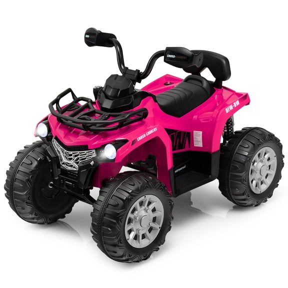 Costway VTT Électrique 12 V pour Enfants, 4 Roues, 2 Vitesses, avec Mp3 et Phares, Rose