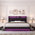 thumbnail image 1 of Homfa King Size LED Bed Frame with Outlets and USB Ports & Display Platform, 4 Storage Drawers Modern Wingback PU Leather Crystal Button Upholstered Platform Bed Frame, Black, 1 of 8