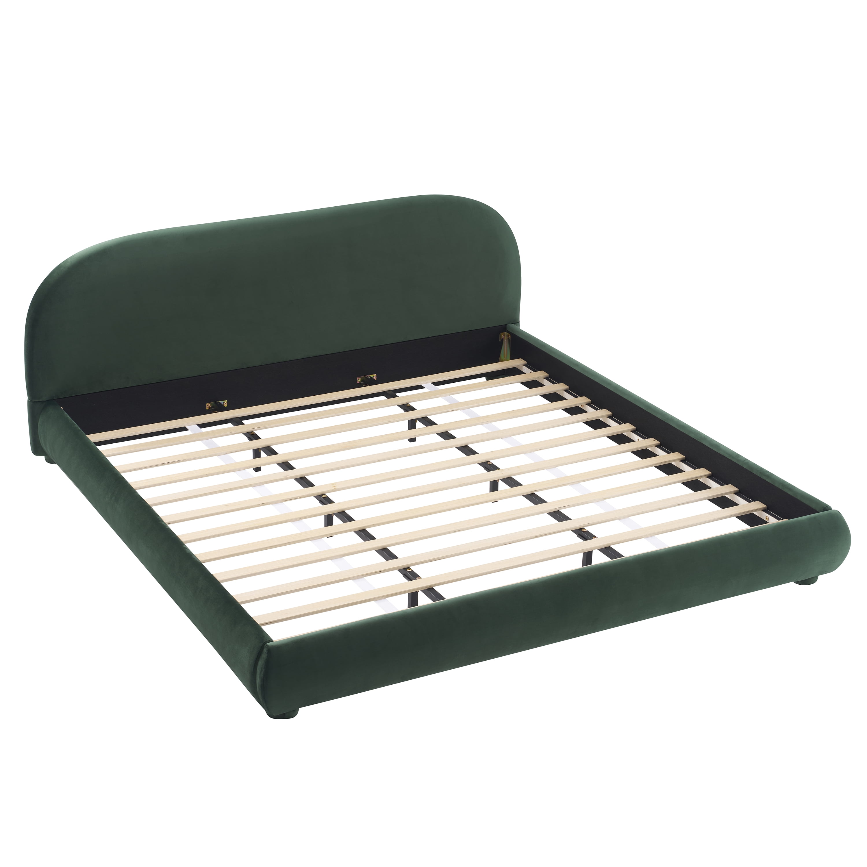 Noble House Lit rembourré Style King Cream, tête de lit en tissu texturé courbé avec structure solide, vert foncé