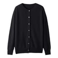 thumbnail image 4 of Baberdicy Haut en Tricot Uni pour Femme, Cardigan à Col Rond Ouvert à l'Avant, Cardigan Uni à Col Rond, Chandail en Tricot Décontracté, Haut de Tous les Jours Noir TG, 4 of 5