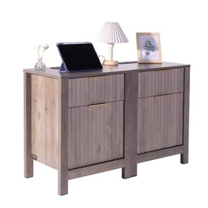 VEVOR Farmhouse End Table Square Night Stand avec USB & Ensemble de sorties 2 gris