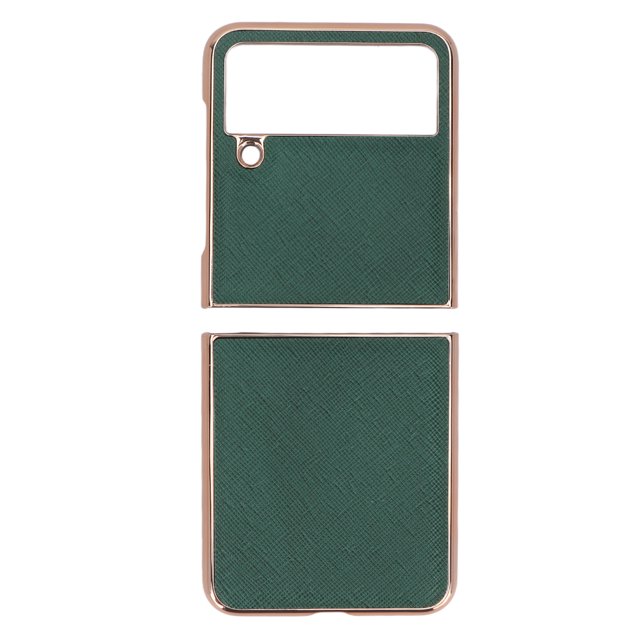 Leather Folding Phone Case Scratch Resistant Perfect Fit Flip Phone Protective Case for Samsung Galaxy Z Flip4 Green