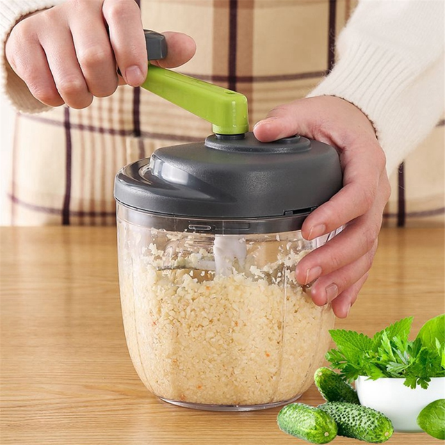 Hachoir Manuel, Hachoir Manuel pour Aliments, Toupie à Manivelle pour Oignons, Hachoir pour Aliments avec Contenant, Hachoir Rotatif pour Oignons