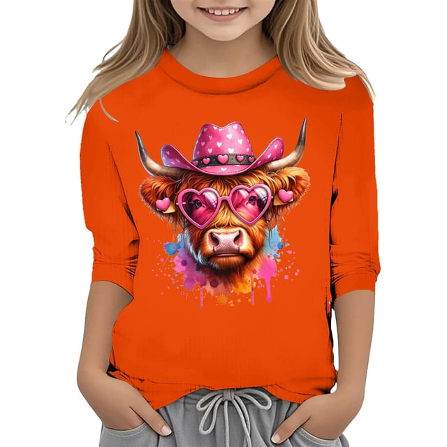 TZEWGL T-Shirts pour Nouveau-Né Imprimé Col Rond Ample Manches Courtes Raccourcies Blouse pour Bébé Taille 13-14T