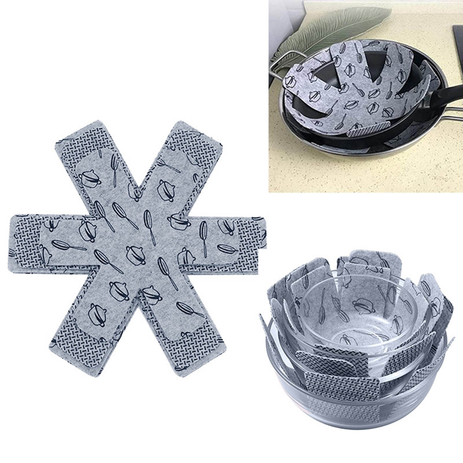 Riforla Pot and Pan Protectors Cookware for Stacking 12 Pcs Cookware Protector Set Pots and Pans Dividers Avoid Scratching Marring Defends Against Scratches Indentation Organizing Grey 38cm×4cm