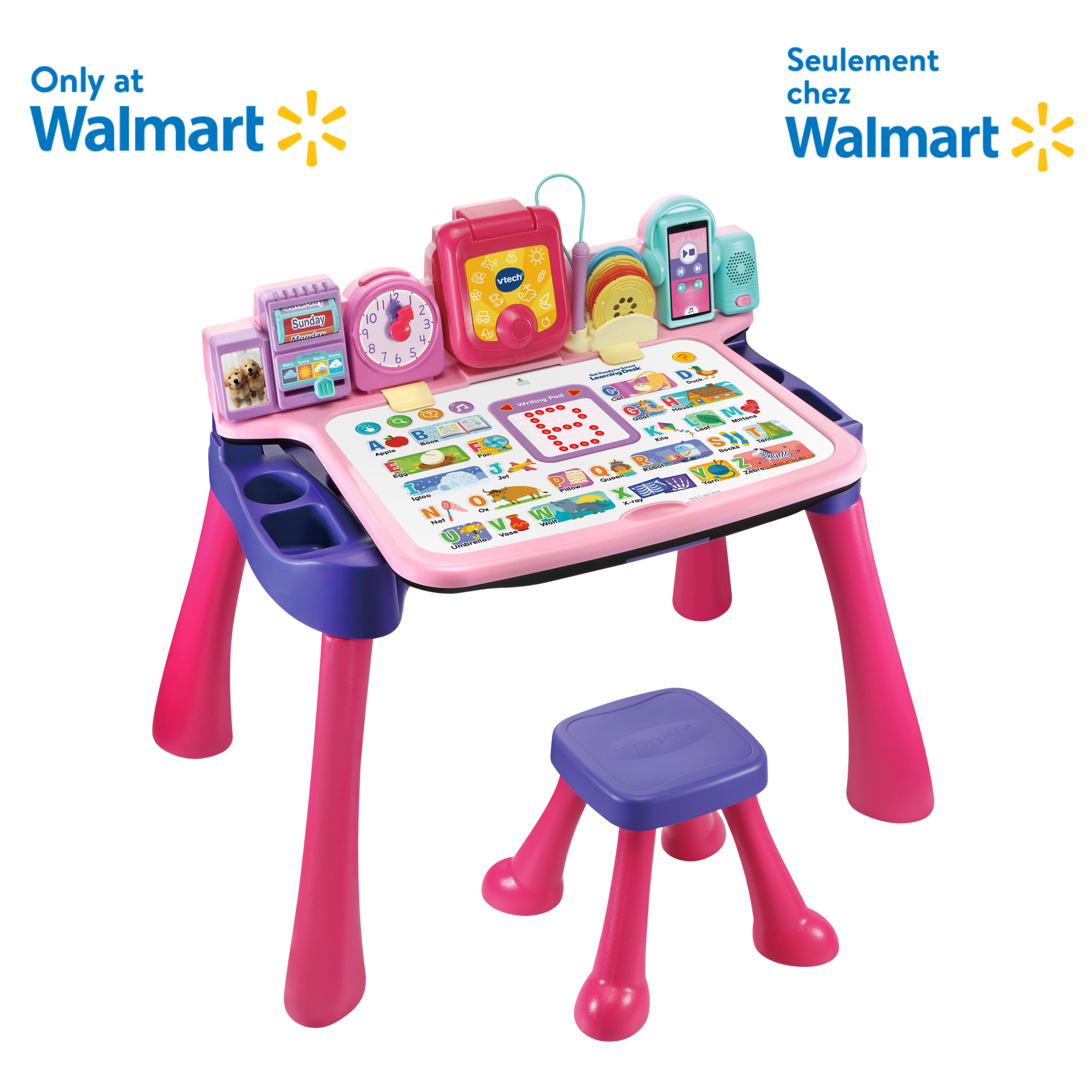 VTech Get Ready for School Learning Desk With Stool, Pink - Walmart Exclusive - French Version, 2-5 years