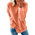 thumbnail image 1 of pxiakgy Femmes Automne Hiver Ample Décontracté Décontracté Manches Longues Col Rond Chandail Uni orange + m, 1 of 5