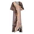 thumbnail image 4 of Weiqiqre Robes de Travail pour Femmes, Robe d'Été Décontractée pour Femmes Imprimée avec Poche, Col en V, Manches Courtes, 4 of 6