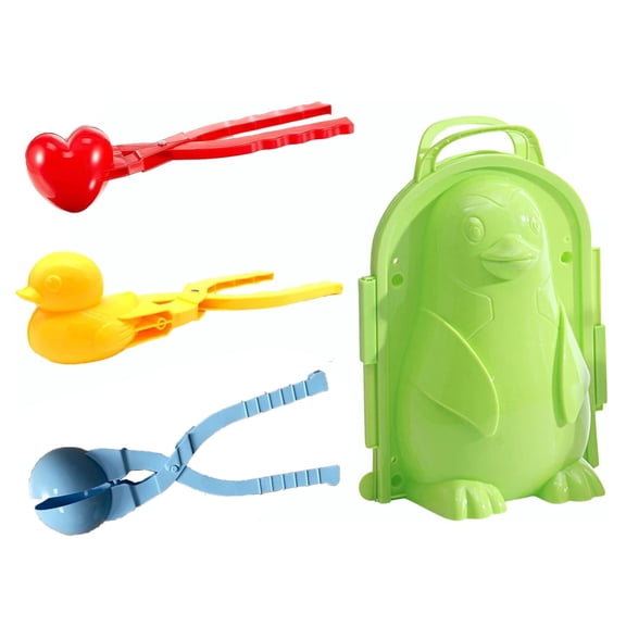 Agiferg Moule à Boules de Neige, Lot de 4, Cœur, Bonhomme de Neige, Forme Sphérique, Pince à Boules de Neige, Outil en Plastique pour Fabriquer des Boules de Neige, Pince à Boules de Sable, Jouets de Neige pour Enfants et Adultes