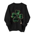thumbnail image 1 of SDNall Chandail à Manches Longues pour Femmes, Imprimé Trèfle de la Saint-Patrick, Tunique Décontractée Ample à Col en V, 1 of 6