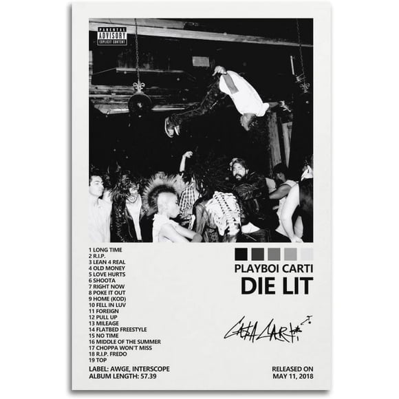 LAICAIW Playboi Carti Poster Die Lit Album Cover Poster for Bedroom Aesthetic Decorative Painting Canvas Wall Art 08x12inch(20x30cm)