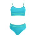thumbnail image 3 of FhsagQ Swimsuit Sets for Women Plus Size Blue with Matching Robe Women's High Waisted Bikini Sets Sporty Two Piece Swimsuit Color Block High Cut Bathing Suits Womens Swimsuit Sets Crotchless Blue S, 3 of 4
