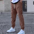 thumbnail image 4 of Ceisia Men Solid Color Loose Casual Pants Elastic Waist Drawstring Sports Gift Work Trousers, 4 of 6