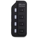axGear USB 3.0 HUB 4 Port High Speed Data Transfer with Power Adapter LED On/Off Switch