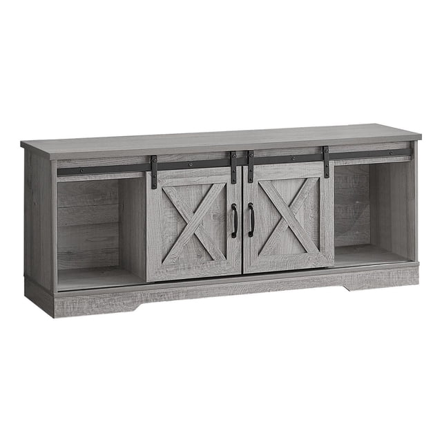 Monarch Specialties Tv Stand, 60 Inch, Console, Media Entertainment Center, Storage Cabinet, Living Room, Bedroom, Laminate, Grey, Transitional