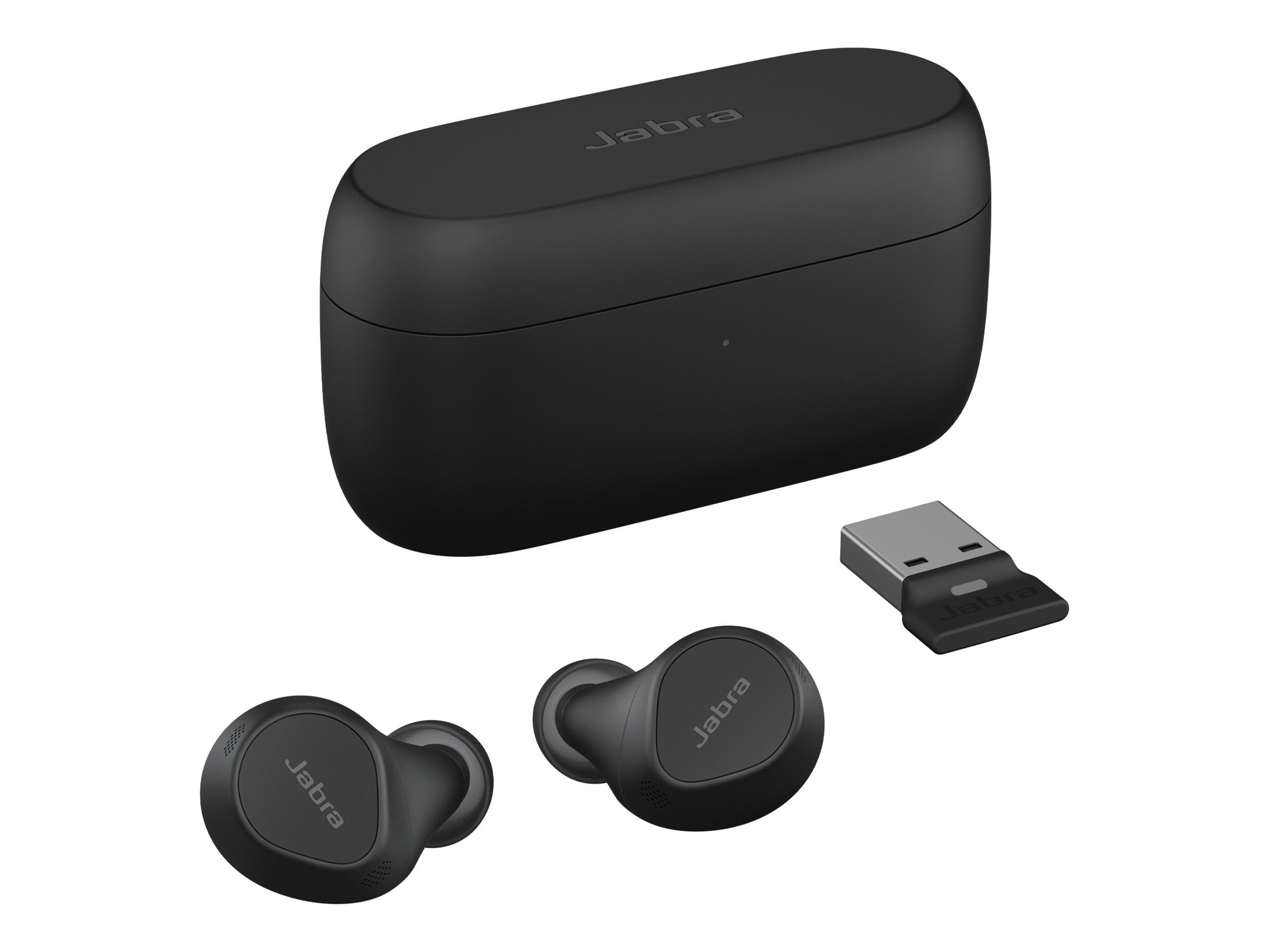 Jabra Evolve2 Buds UC - True wireless earphones with mic - in-ear - Bluetooth - active noise canceling - USB-A via Bluetooth adapter - noise isolating - black - Zoom Certified, Optimized for Google Meet