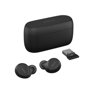 Jabra Evolve2 Buds UC - True wireless earphones with mic - in-ear - Bluetooth - active noise canceling - USB-A via Bluetooth adapter - noise isolating - black - Zoom Certified, Optimized for Google Meet