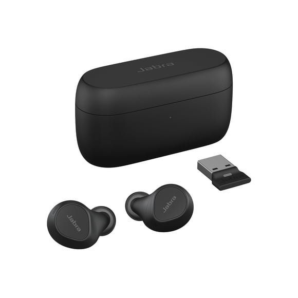 Jabra Evolve2 Buds UC - True wireless earphones with mic - in-ear - Bluetooth - active noise canceling - USB-A via Bluetooth adapter - noise isolating - black - Zoom Certified, Optimized for Google Meet