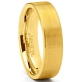 thumbnail image 1 of Men's Tungsten Wedding Band Ring GoldTone Flat Brushed Comfort-Fit 4MM, 1 of 6