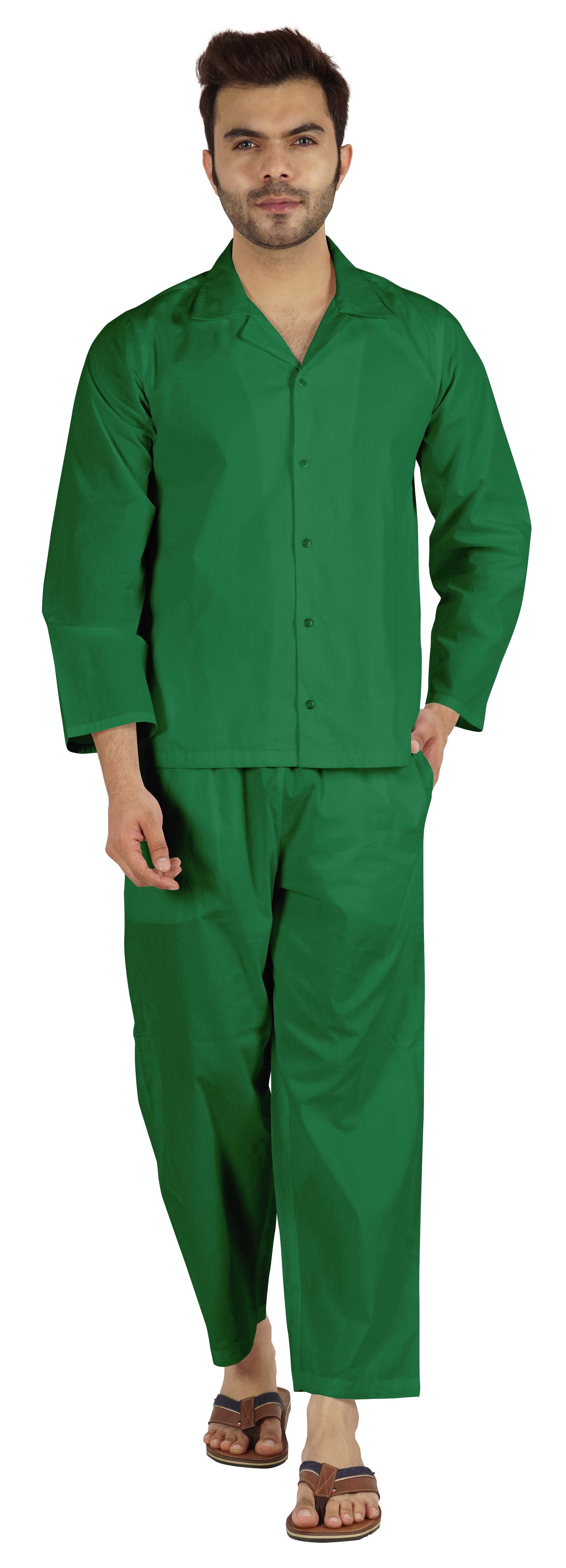Inkmeso Ensemble de Pyjama Classique Uni en Coton, Pyjama Boutonné pour Hommes, 2 Pcs, Tenue de Nuit