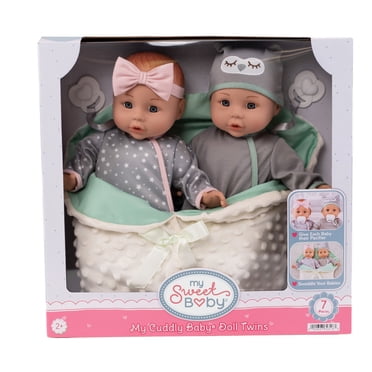My Sweet Baby: My Cuddly Baby® Doll Twins Play Set, Grey Outfits, 7 Pieces Included