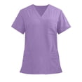 thumbnail image 3 of T-Shirt à Col Rond pour Homme à Manches Courtes avec Poche, Haut Tee avec Pantalon à Taille Élastique, Uniforme d'Infirmier, Ensemble de Sarraus pour Soignant, Travail à l'Hôpital, Tenue Décontractée Quotidienne / IhhxPro, Violet TP, 3 of 9