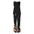 thumbnail image 4 of Mikilon Ensemble Stylé pour Femmes 2 Pcs Décontracté Ample Imprimé Gilet Pantalon Long Sans Manches Col Rond Haut/chemise Ensemble Noir-B S, 4 of 5