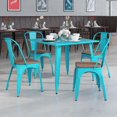 thumbnail image 4 of 4 Pk. Crystal Teal-Blue Metal Stackable Chair with Wood Seat, 4 of 7