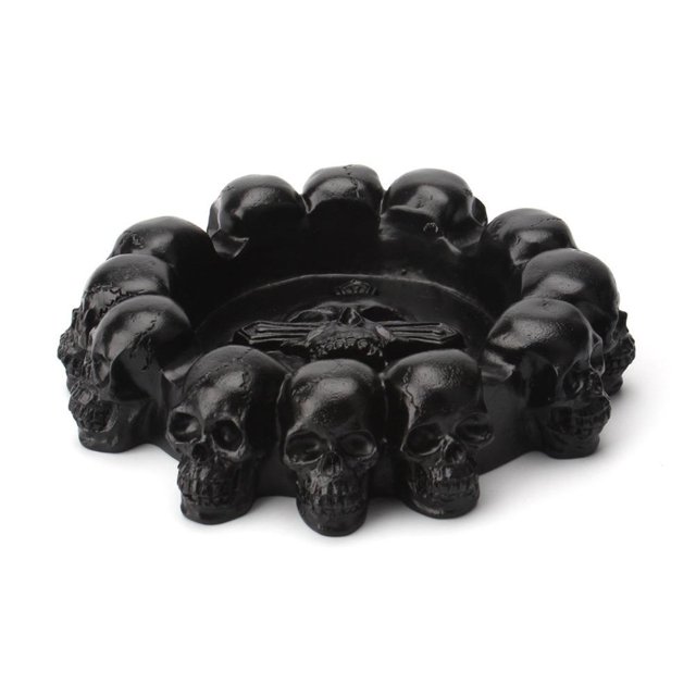 Creative round multi-headed skull ashtray home bar KTV desktop ashtray decoration black