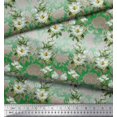 thumbnail image 3 of Soimoi Silk Fabric Leaves & Magnolia Floral Decor Fabric Printed Yard 42 Inch Wide, 3 of 5