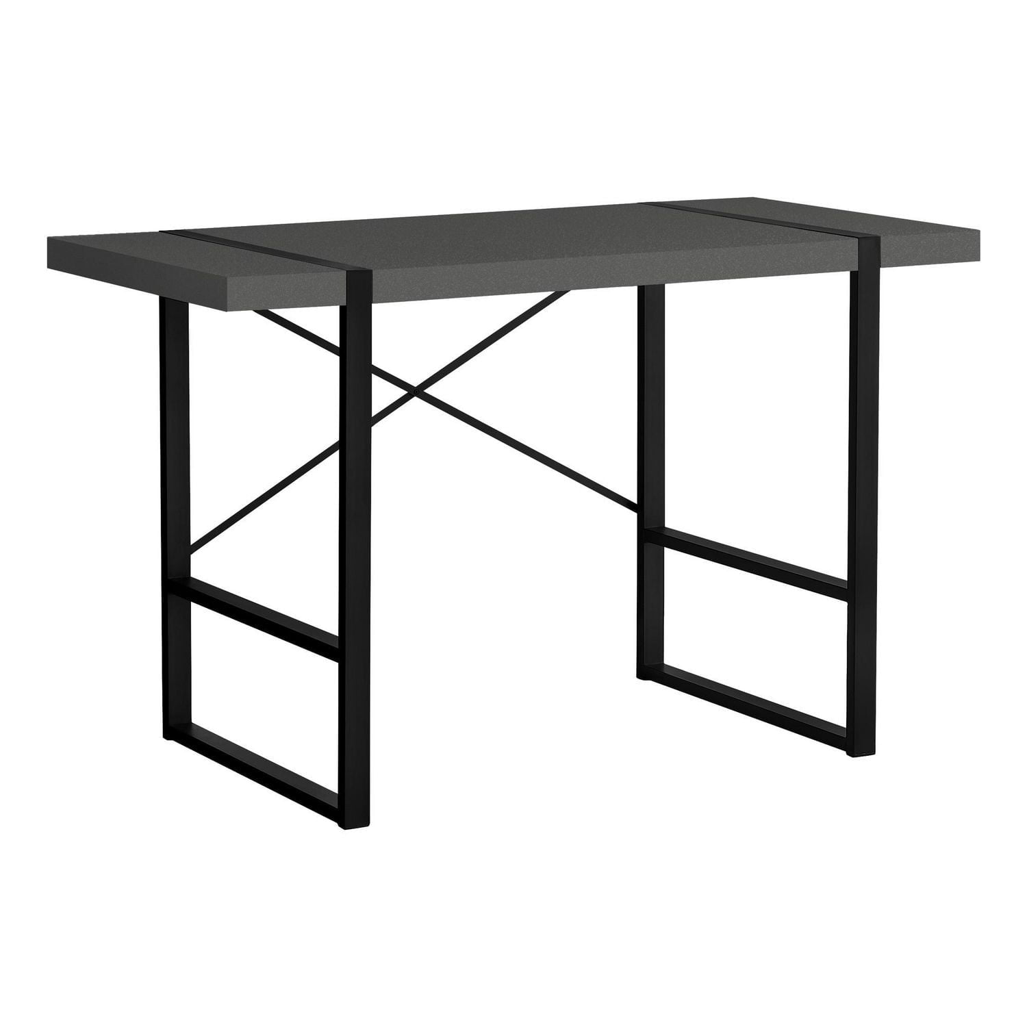 Monarch Specialties Bureau, Bureau À Domicile, Ordinateur Portable, 48"l, Travail, Métal, Stratifié, Gris, Noir, Contemporain, Moderne