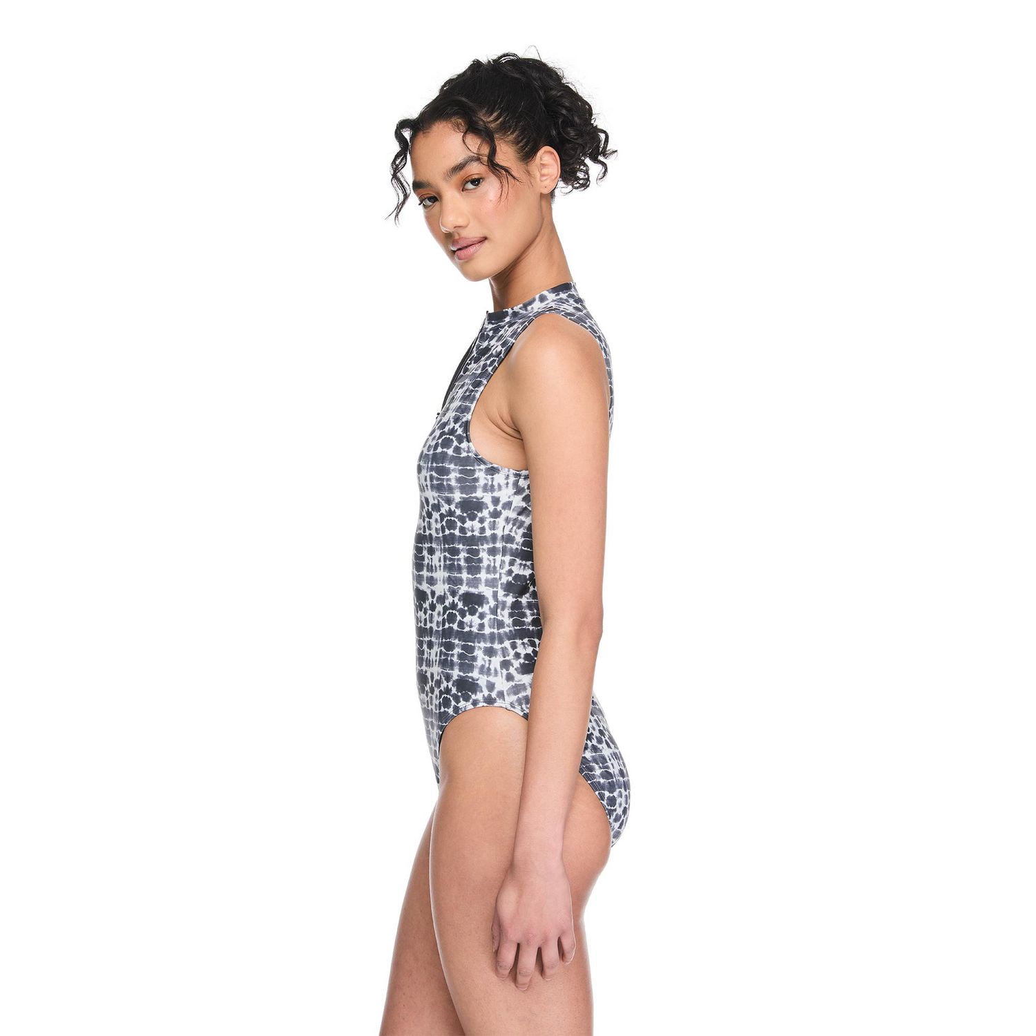 Maillot de bain 1 pièce à demi-zip Reebok pour femmes