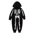 thumbnail image 1 of Faithtur Family Matching Skeleton Print Long Sleeve Hooded Romper with Zipper, 1 of 9