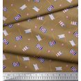 thumbnail image 3 of Soimoi Brown Poly Georgette Fabric Anchor Hook & Small Country Flag Print Fabric by Yard 42 Inch Wide, 3 of 3